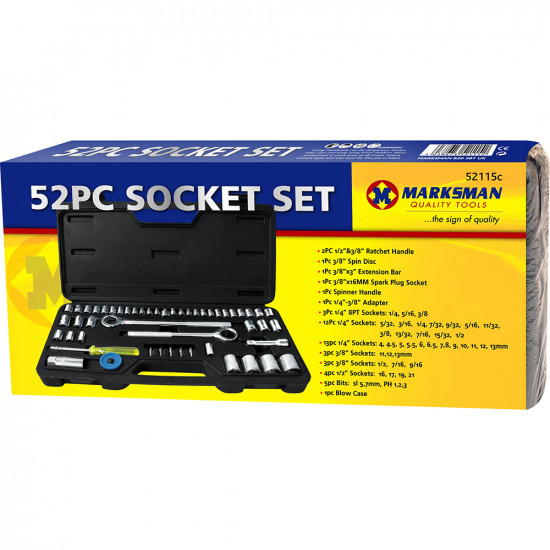 52Pc Socket Set 1/4