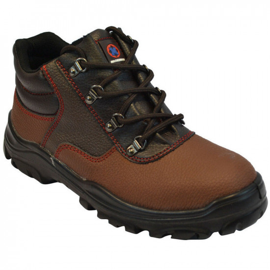 Mens Womens Safety Trainers Shoes Boots Work Steel Toe Cap Ankle Size Ladies Brown Boot image