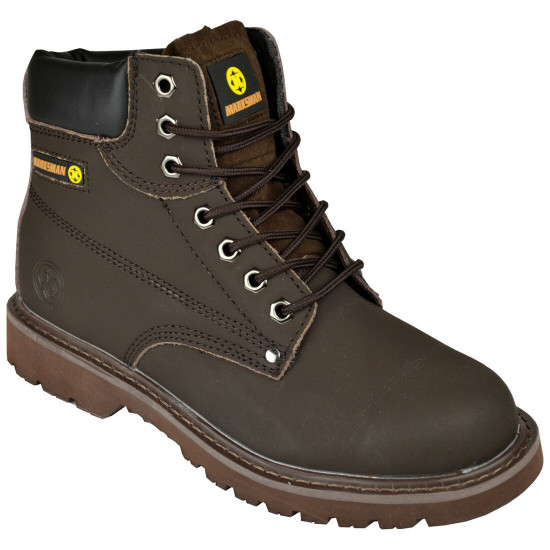 Mens Womens Safety Trainers Shoes Boots Work Steel Toe Cap Ankle Size Ladies Brown Nt76 image