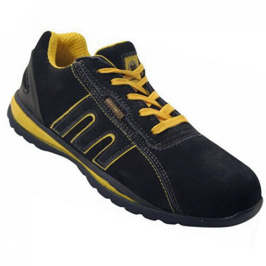 Mens Womens Safety Trainers Shoes Boots Work Steel Toe Cap Ankle Size Ladies Navy Yellow Workwear, Mens Safety Trainers image