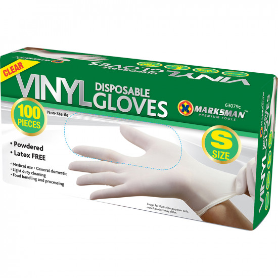 200Pc Small Disposable Vinyl Gloves Clear Powdered Food Latex Free Hygiene New image