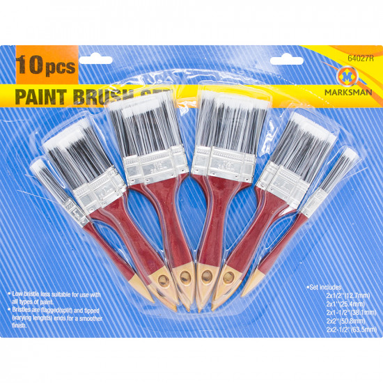 New Set Of 10 Paint Brush Wooden Handle Decorating Painting Brushes Set Bristle image