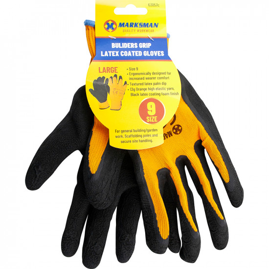 New Set Of 12 Latex Coated Builders Garden Work Gardening Gloves Grip Large Workwear, Work Gloves image