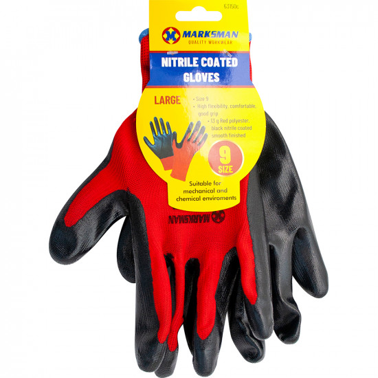 New Set Of 12 Nitrile Coated Mechanic Work Gardening Gloves Grip Safety Large Workwear, Work Gloves image