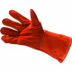 Red Cow Split Leather Welders Gauntlets Welding Gloves Cotton Lined High Tempera image