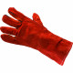 Red Cow Split Leather Welders Gauntlets Welding Gloves Cotton Lined High Tempera image
