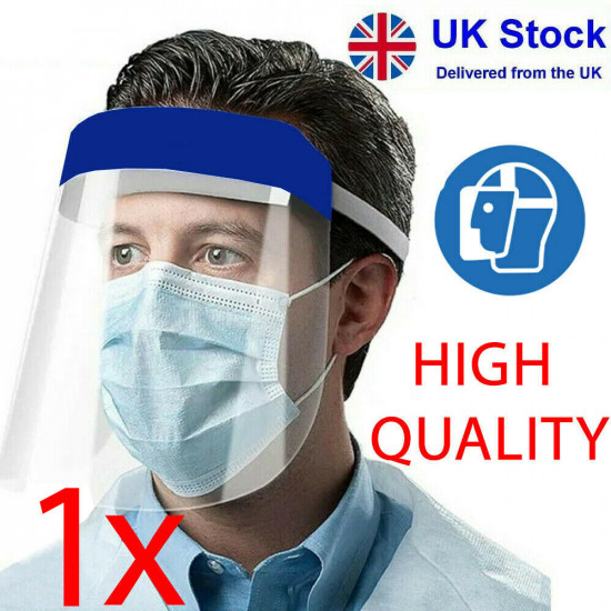 1 X Full Face Mask Visor Shield Ppe Protection Reusable Plastic Guard Safety Uk