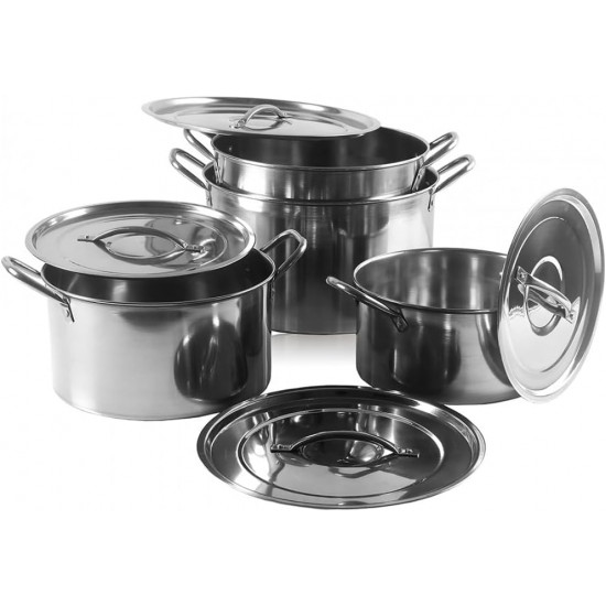 4Pc Large Stainless Steel Catering Deep Stock Soup Boiling Pot Stockpots Set New Kitchenware, Cookware image