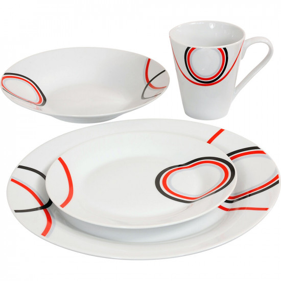 16Pc Dinner Set Bowl Plate Mug Soup Side Porcelain Cup Gift Kitchen Service New image