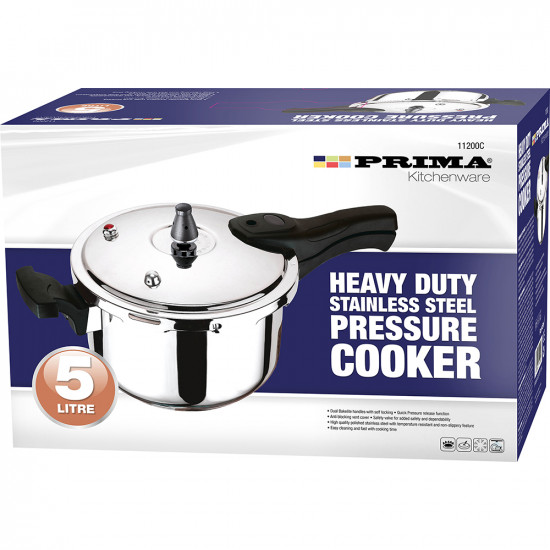 New 5 Litre Heavy Duty Pressure Cooker Stainless Steel Kitchen Cooking Steamer