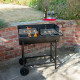 Half Drum Barrel Steel Bbq Charcoal Garden Barbecue Black Adjustable Grill image