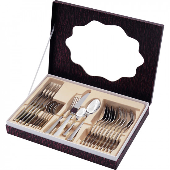 24Pc Cutlery Set In Box Stainless Steel Serving Dinner Tableware Dining Gift