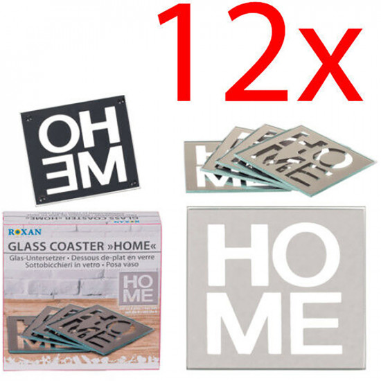 12 X Glass Home Coaster Set Tableware Table Dinner 10Cm Gift Square Drinks Mugs 