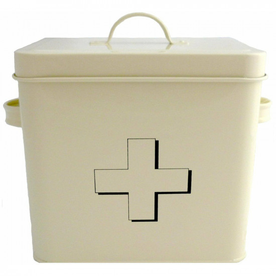 First Aid Box Storage Medical Kit Tin Lid Container Medicine Cabinet Retro