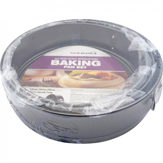 3Pc Non-Stick Spring Form Round Bake Cake Pan Tin Tray Bakeware Set Kitchen New