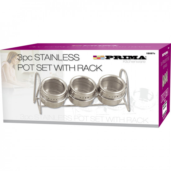3Pc Spice Jar Rack Kitchen Pot Herb Stainless Steel Container Organiser Stand