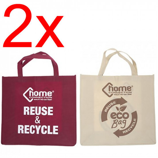 2 X Recycle Eco Waterproof Non Woven Bags Shopping Heavy Duty Tote Carry Bag New