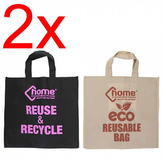 2 X Recycle Eco Wide Guesseted Bags Shopping Heavy Duty Shop Tote Carry Bag New
