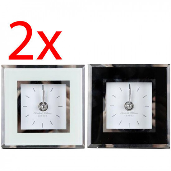 2 X 12Cm Elizabeth Williams Desk Clock Home Office Quartz Glass Chrome Gift New