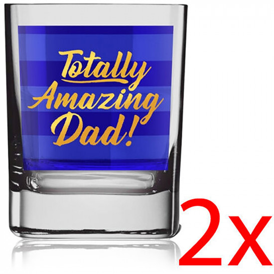 2 X Amazing Dad Ever Whiskey Glass Wine Fathers Day Gift Beer Drink Tumbler New