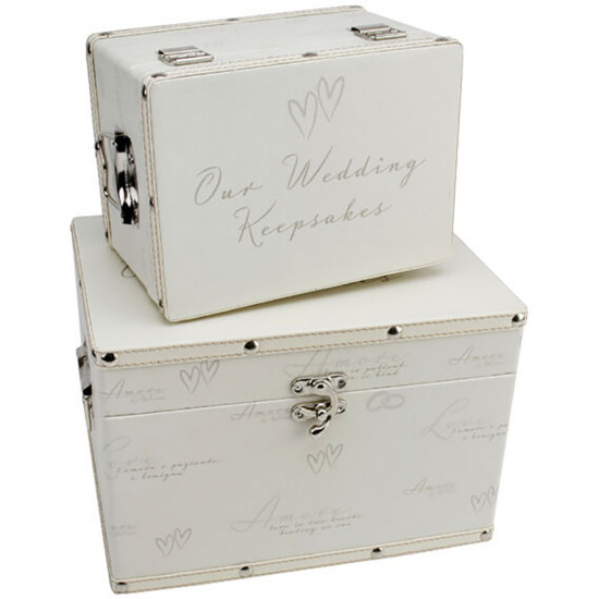 2Pc Storage Box Wedding Anniversary Keepsake Luggage Gift Memories Trunk New
