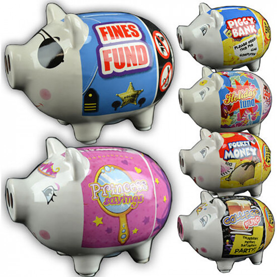**3 For 2** Ceramic Pig Piggy Bank Coins Money Box Safe Savings Cash Novelty Fun