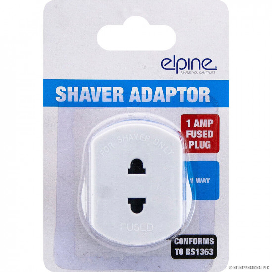 New Shaver Adaptor 2 Pin To UK 3 Pin Converter Socket Plug Fuse Toothbrush Bath Shaving 1 Amp Electrical, Adaptors & Extension Leads image