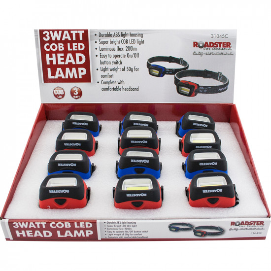 3 X 3W Led Cob Headlight 3 Modes Night Fishing Hiking Camping Water Resistant