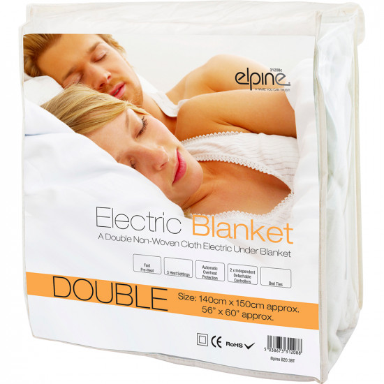 Double Size Electric Blanket 140Cm X 150Cm Washable Fast Pre Heated W/ 3 Setting