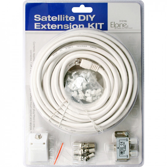 Satellite Diy Extension Kit 15M 50Ft Coaxial Cable Connector Splitter Clips New