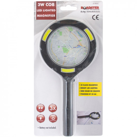 3 X NEW LED LIGHTED MAGNIFIER 3W COB READING DARK NO SHADOW MAP TRAVEL GIFT SET 