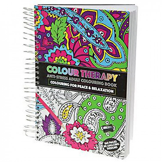 ** 160 Page A5 Colour Therapy Book Anti Stress Adult Relaxing Art Hard Back Gift