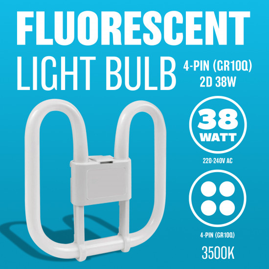 New Set Of 2 Fluorescent Light Bulb 4 Pin Energy Saving 38W Slim Lamp Tube 2D Electrical, Lights & Torches image