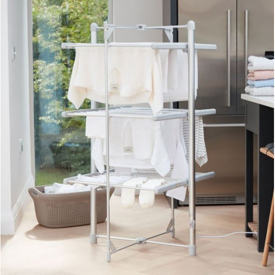 3 Tier Electric Clothes Airer Heated 24 Rails Dryer Folding Deluxe Portable Heat