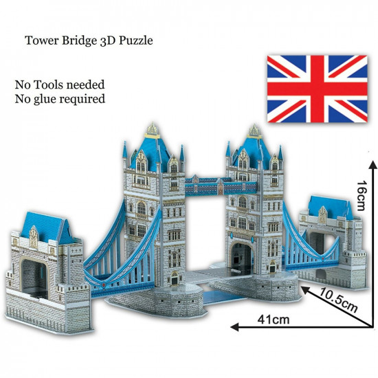  41Pc 3D Puzzle Tower Bridge Jigsaw Pieces Fun Activity Educational 41Cm Model