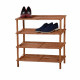 4 Tier Walnut Wooden Shoe Rack Footwear Storage Organiser Unit Shelf Trainers image