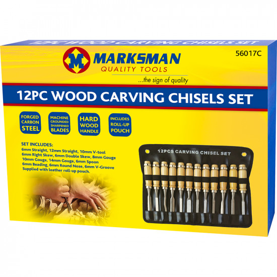 12Pc Wood Carving Hand Chisel Tool Kit Set Wood Working Professional Gouges New