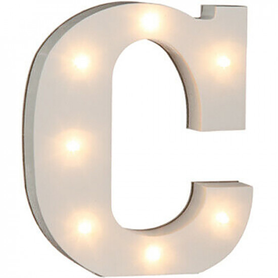 16Cm Illuminated Wooden Letter C With 7 Led Sign Message Decor Party Xmas Gift