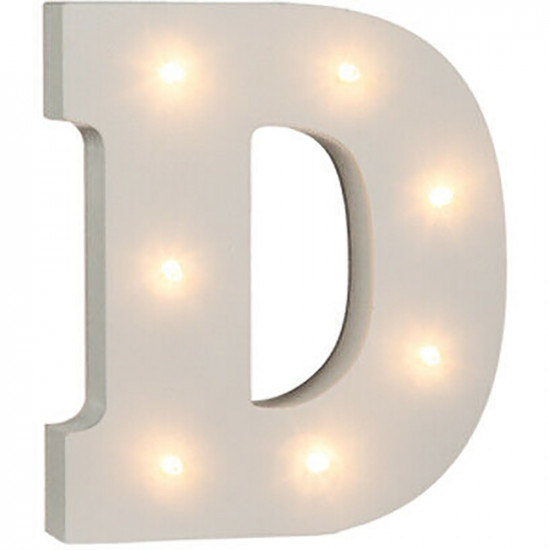 16Cm Illuminated Wooden Letter D With 7 Led Sign Message Decor Party Xmas Gift