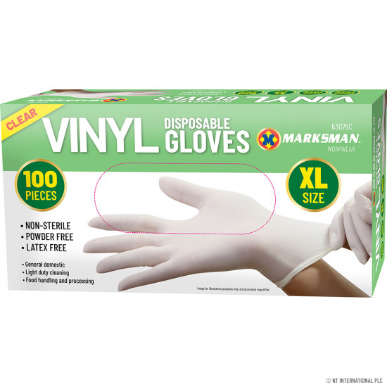100 Powder Free / Powdered Vinyl Blue Disposable Gloves Multi Work Food Clear image