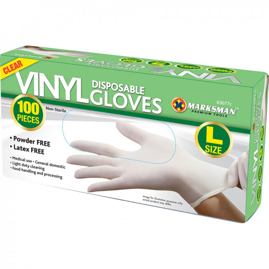 100 Powder Free / Powdered Vinyl Blue Disposable Gloves Multi Work Food Clear