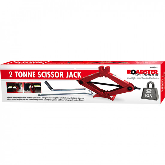 2T Ton Scissor Jack In Car Van Wind Up Tonne Tyre Lift W/ Chrome Crank Handle