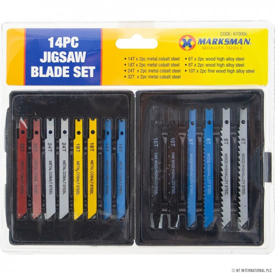 New 14pc Jigsaw Blade Set In Case Metal Plastic Wood Blades Jig Saw Assorted image