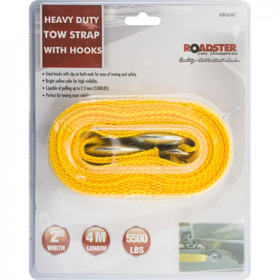 4M Heavy Duty Car Tow Rope With Hooks 2.5 Tons Recover Emergency Cable Van New