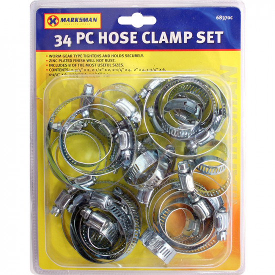  Hose Clamp Set 34Pc Assorted Clamps Jubilee Clips Zinc Plated Steel Tool New