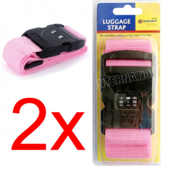 2 X Luggage Strap Adjustable Combination Lock Straps Baggage Tie Down Suitcase Seasonal image