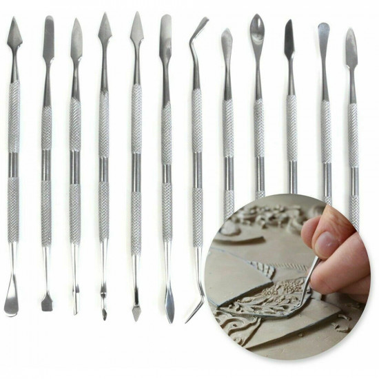 12Pc Wax Carving Tool Set Stainless Steel Carvers Modelling Sculpting Soap Clay
