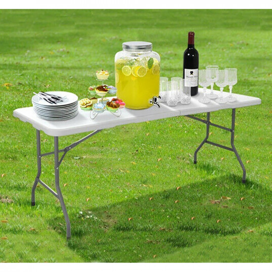 6Ft Heavy Duty Folding Table Portable Plastic Camping Garden Party Catering Feet