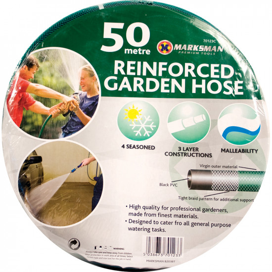 50M Garden Hose Pipe Reel Reinforced Tough 50 Metre Outdoor Hosepipe Green New