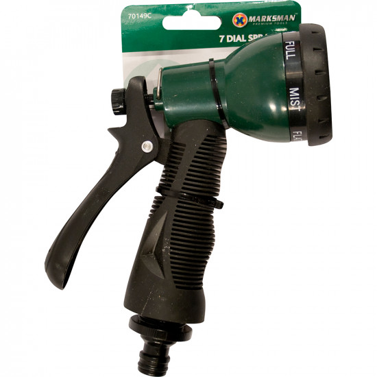 7 Dial Garden Hose Pipe Spray Gun Soft Grip Handle Multi Pattern Water Sprayer